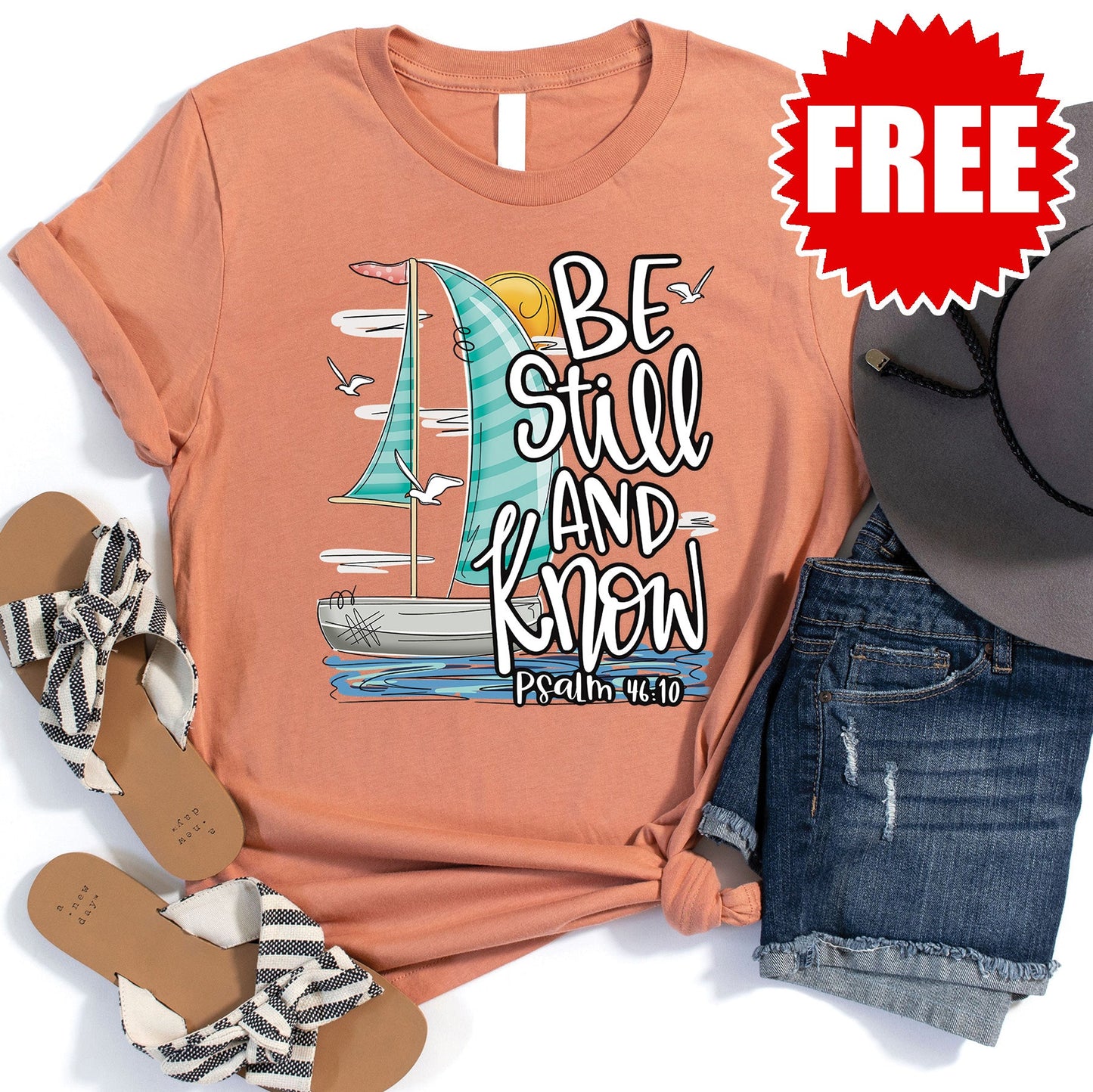 Be Still and Know Tee - Heather Peach Sorbet - 0