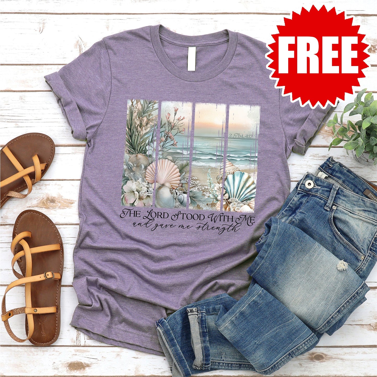 The Lord Stood With Me Tee - Heather Plum - 0