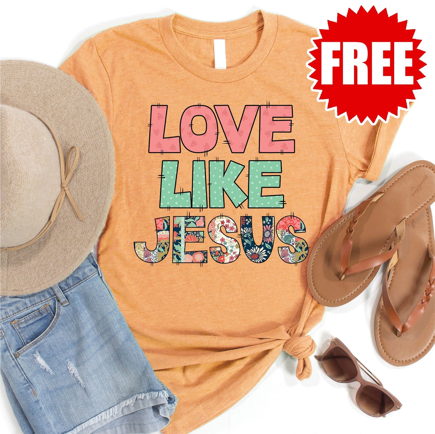 Love Like Jesus Tee - Heather Apricot Style001