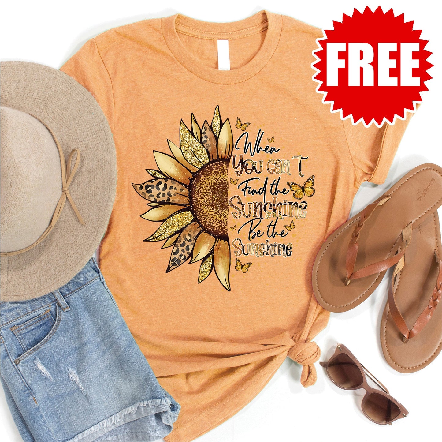 Be the Sunshine Tee - Heather Apricot - FREE