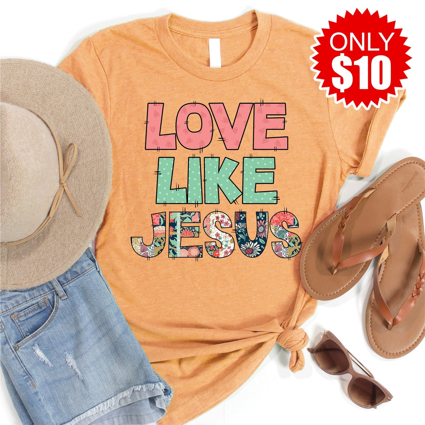 Love Like Jesus Tee - Heather Apricot
