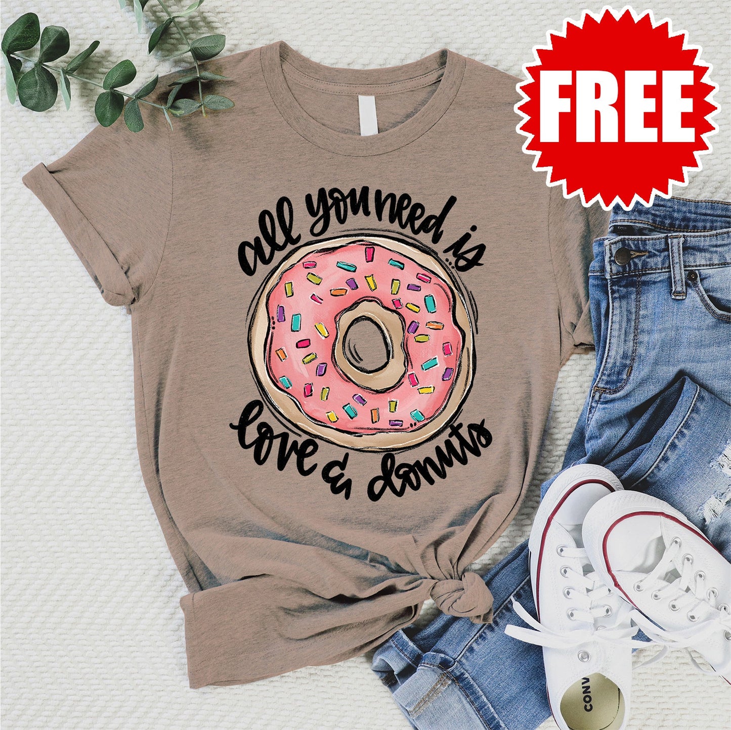Love and Donuts Tee - Heather Atmosphere - 0