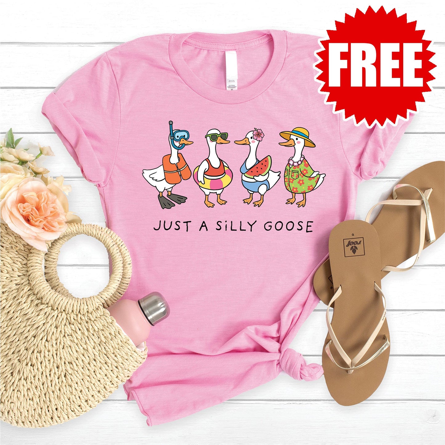 Silly Goose Tee - Heather Bubble Gum - 0