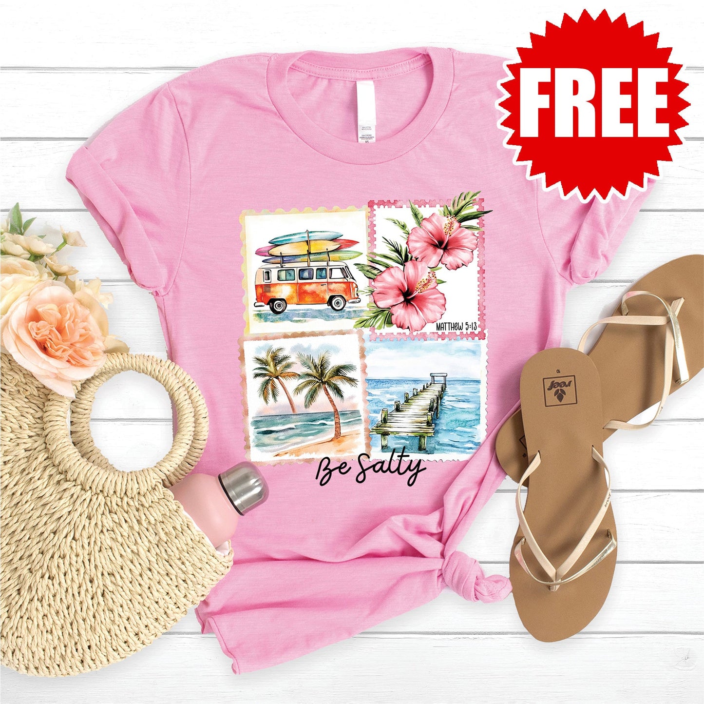 Life with Jesus Tee - Heather Bubble Gum - 0