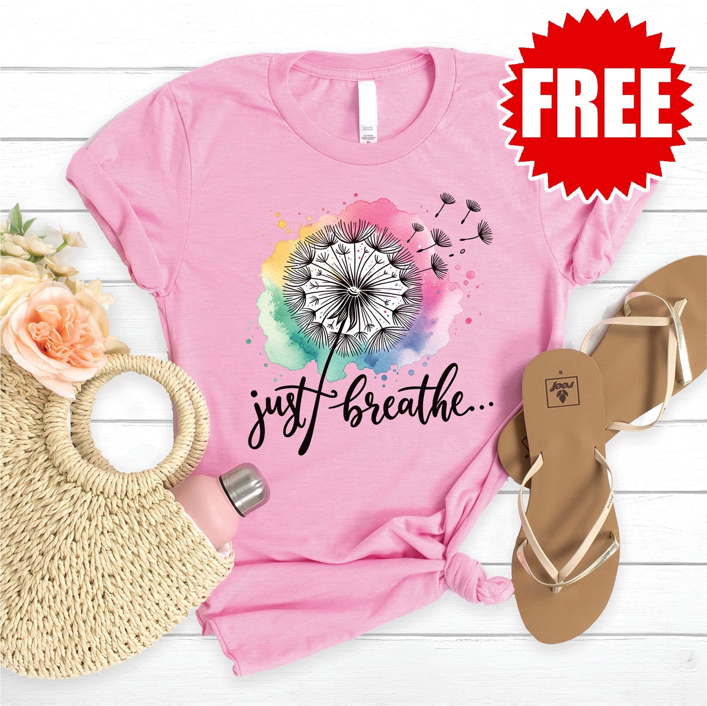 Just Breathe Tee - Heather Bubble Gum - 0