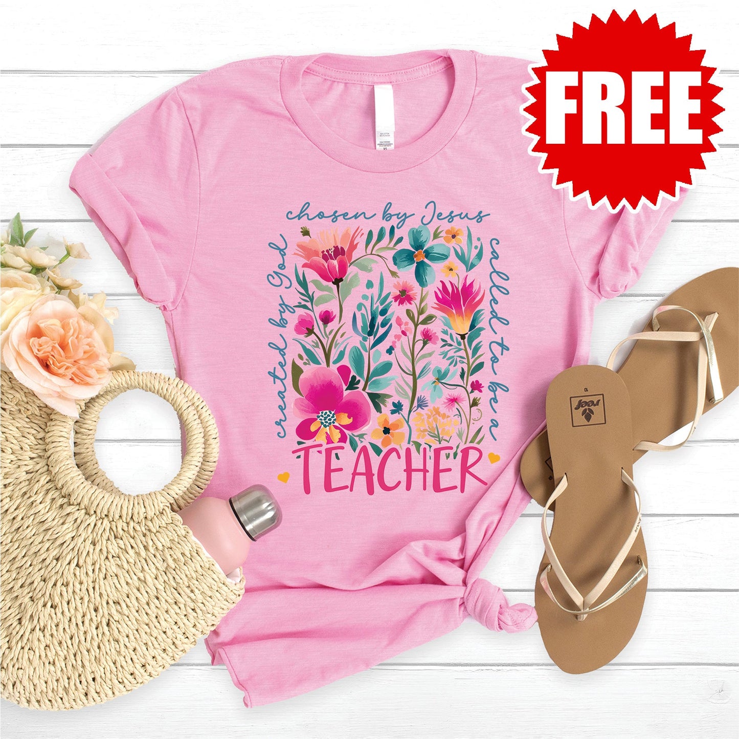 Called To Be A Teacher Tee - Heather Bubble Gum - 0