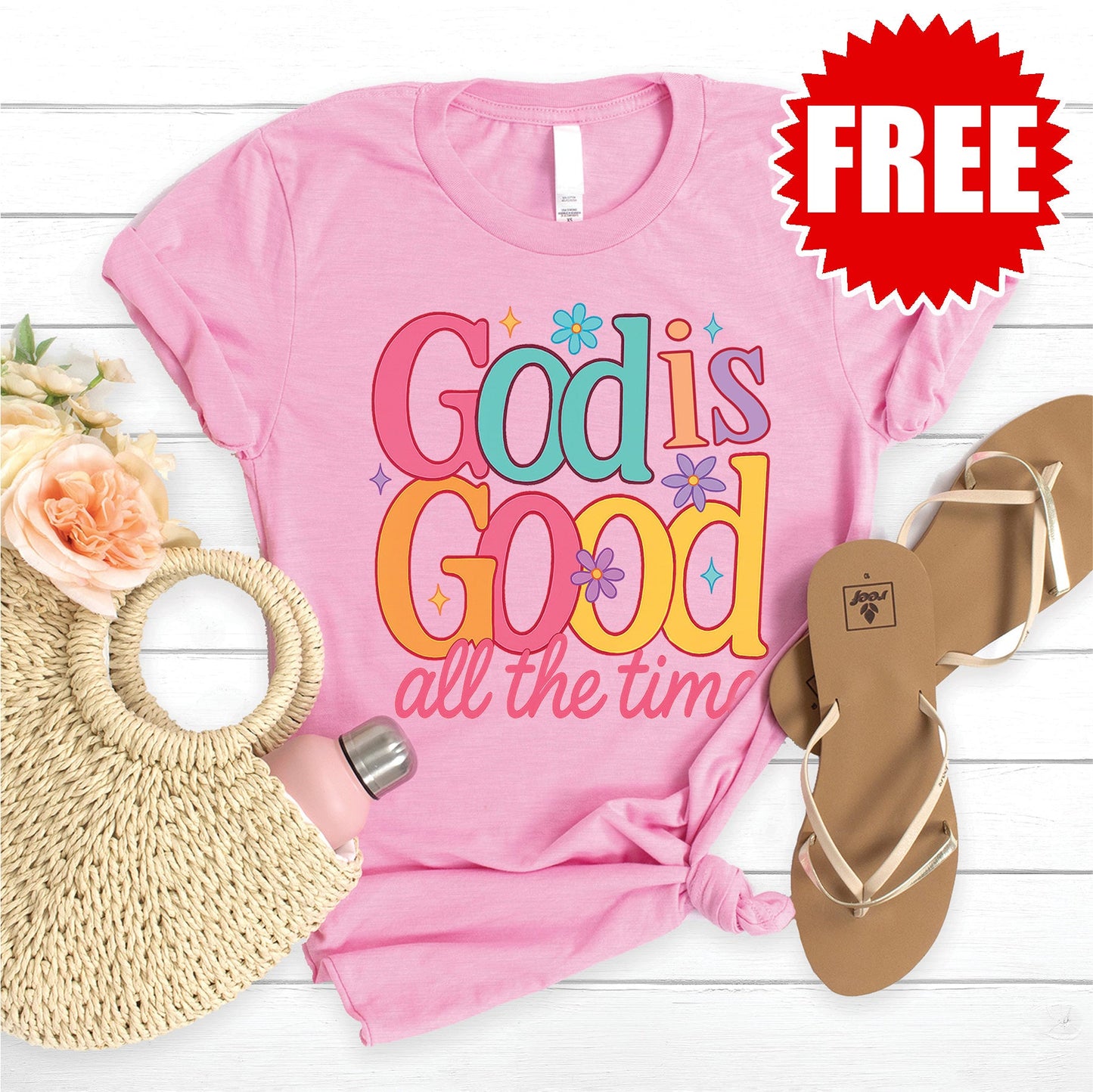 God is Good All The Time Tee - Heather Bubble Gum - 0
