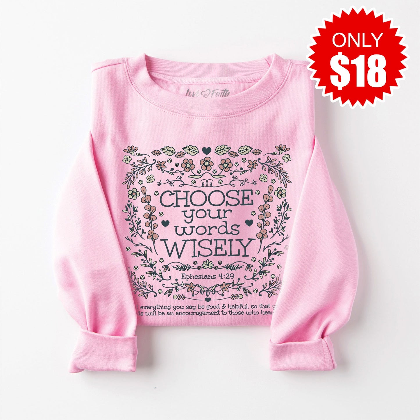 Wise Words Sweatshirt - Heather Bubble Gum - 18