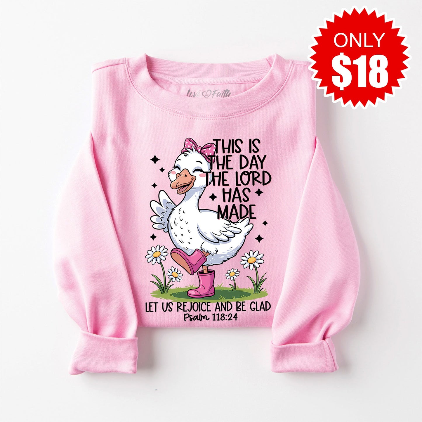 This is the Day the Lord has Made Goose Sweatshirt - Heather Bubble Gum - 18