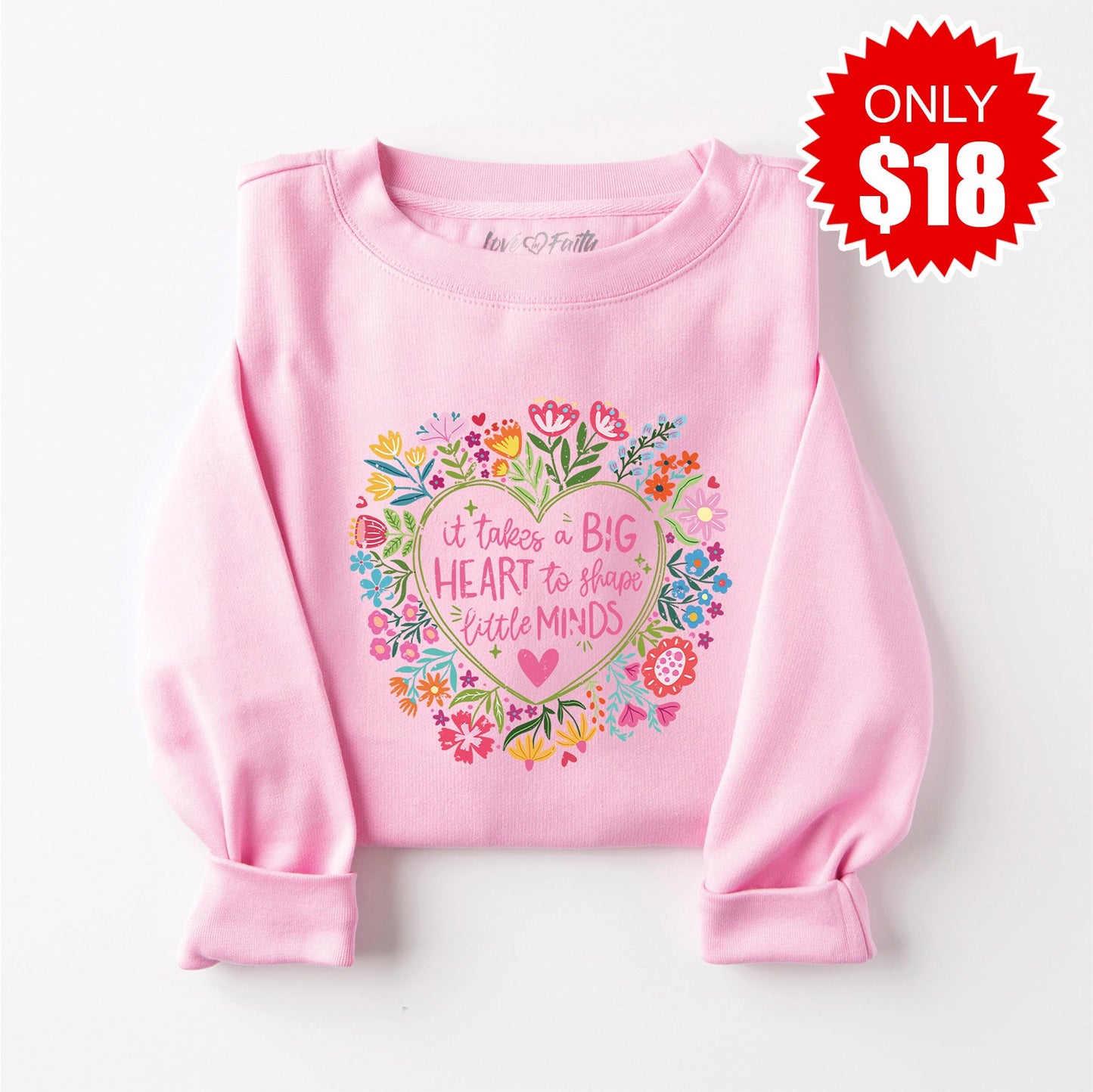 Big Heart Sweatshirt - Heather Bubble Gum - 18