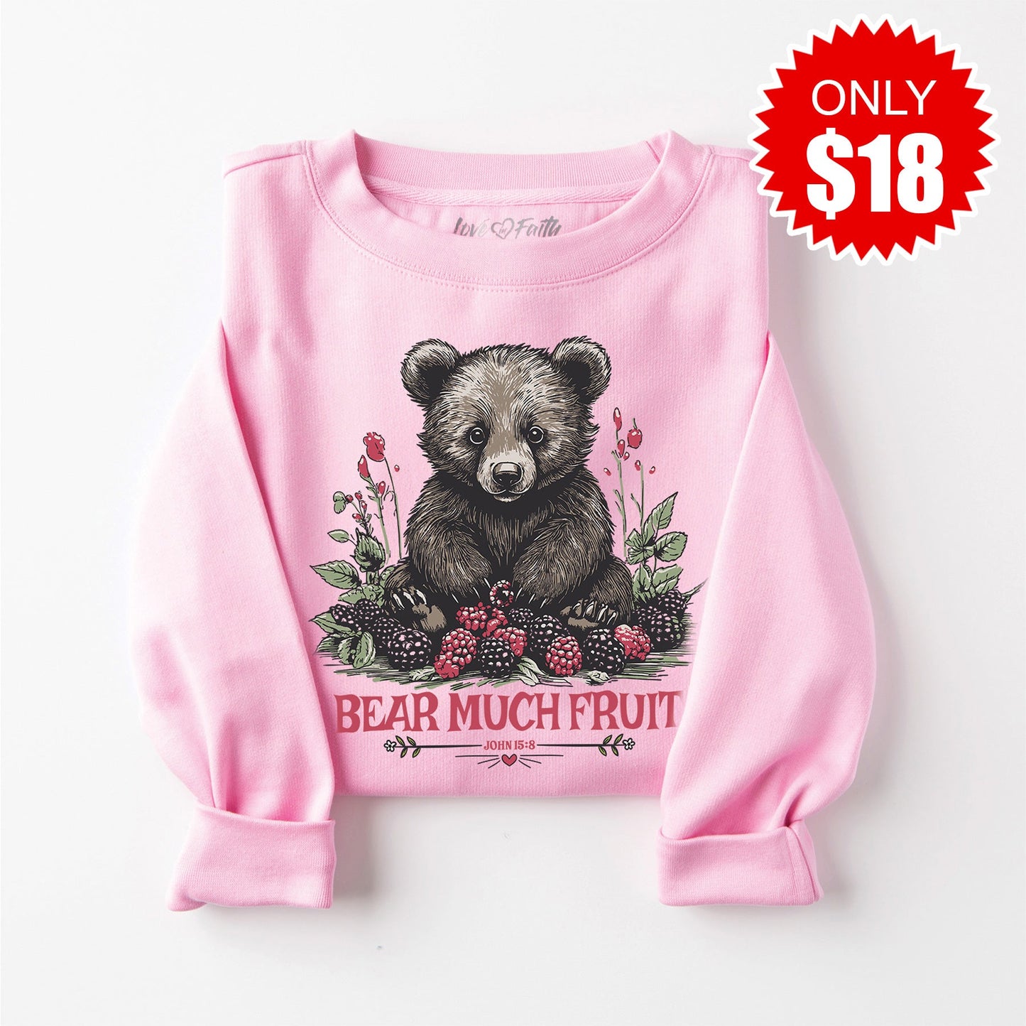 Bear Much Fruit Sweatshirt - Heather Bubble Gum - 18