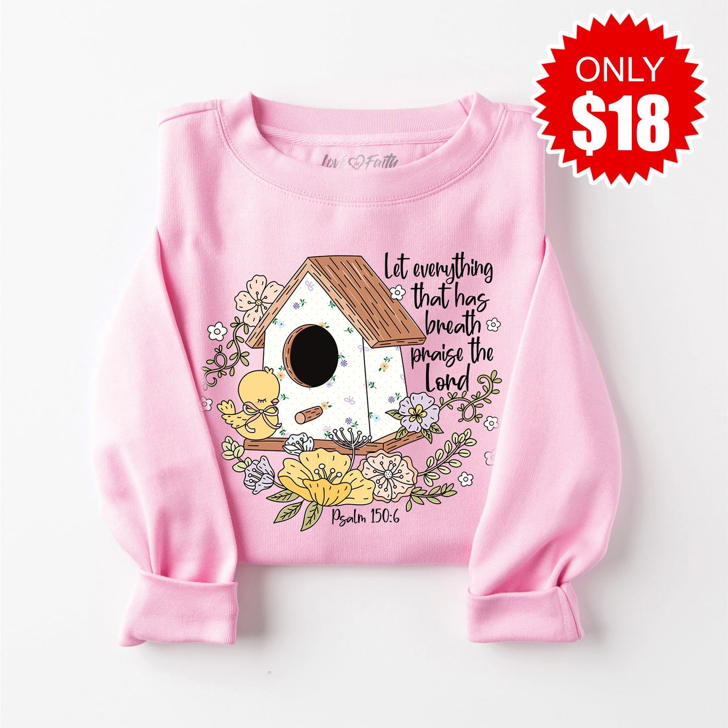 Let Everything that has Breath Sweatshirt - Heather Bubble Gum - 18