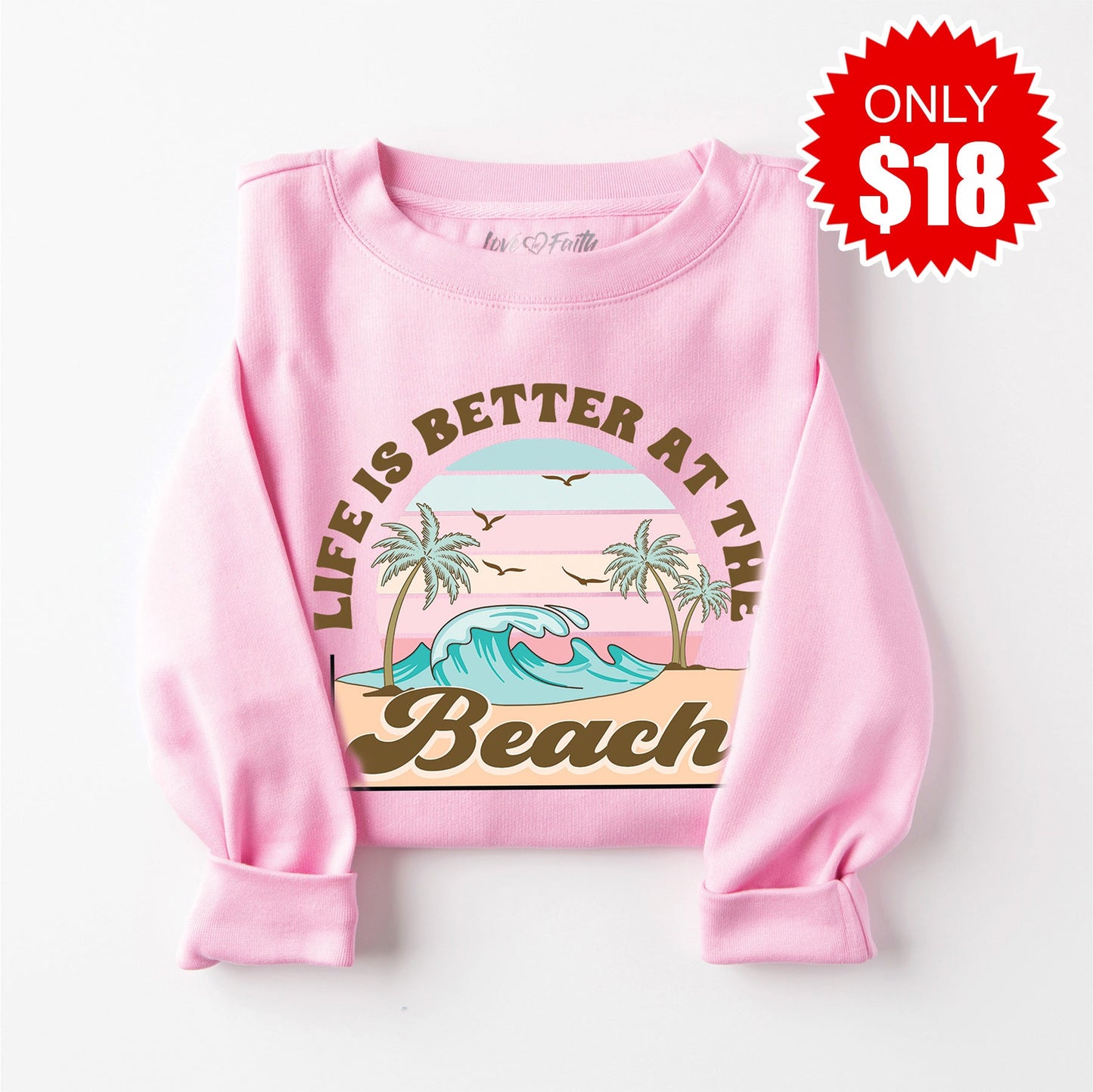 Beach Sweatshirt - Heather Bubble Gum - 18