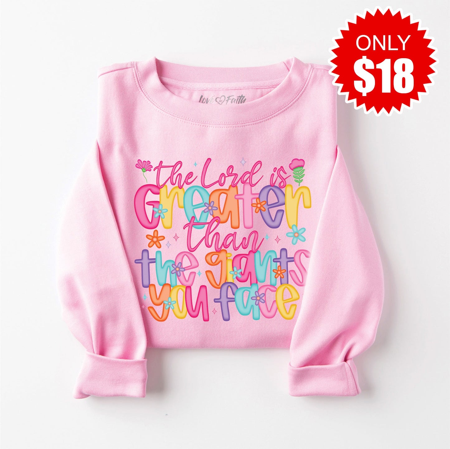 The Lord is Greater Sweatshirt - Heather Bubble Gum - 18