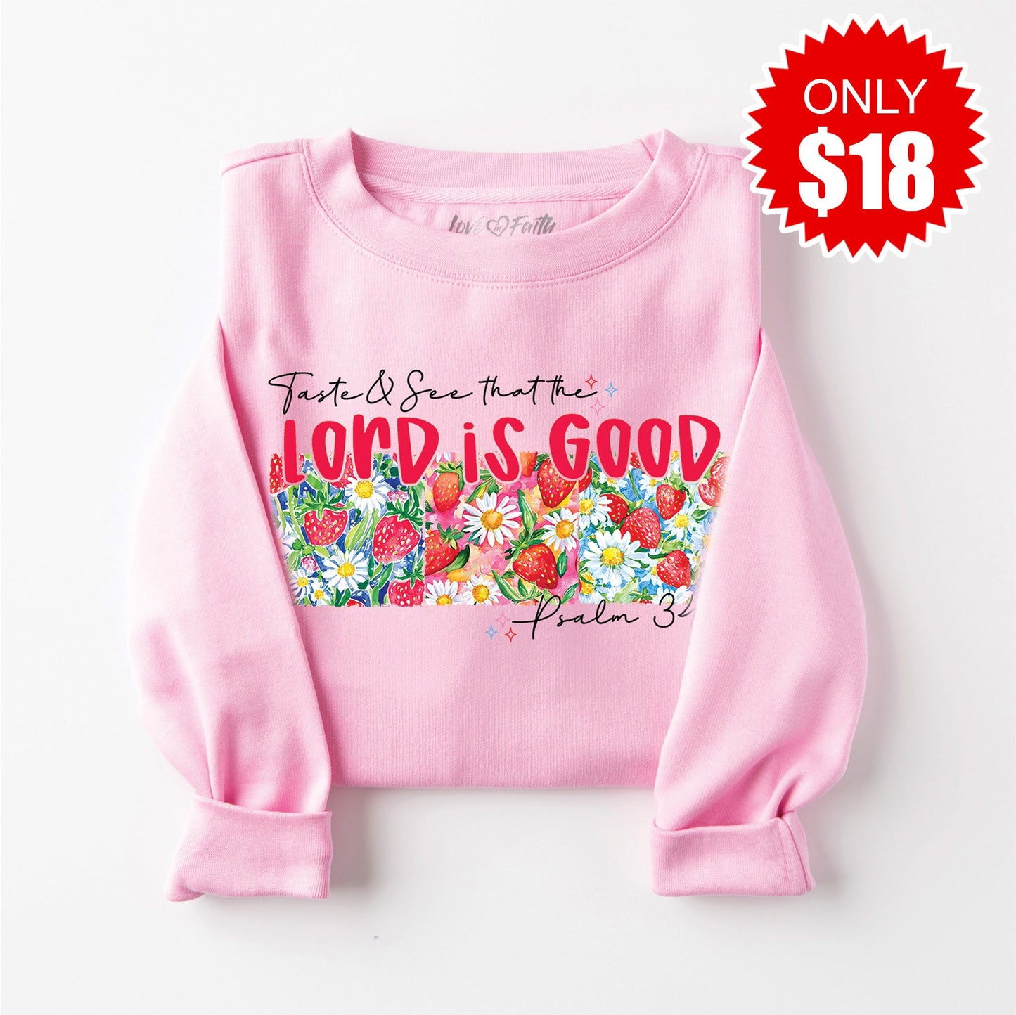 Lord is Good Sweatshirt - Heather Bubble Gum - 18