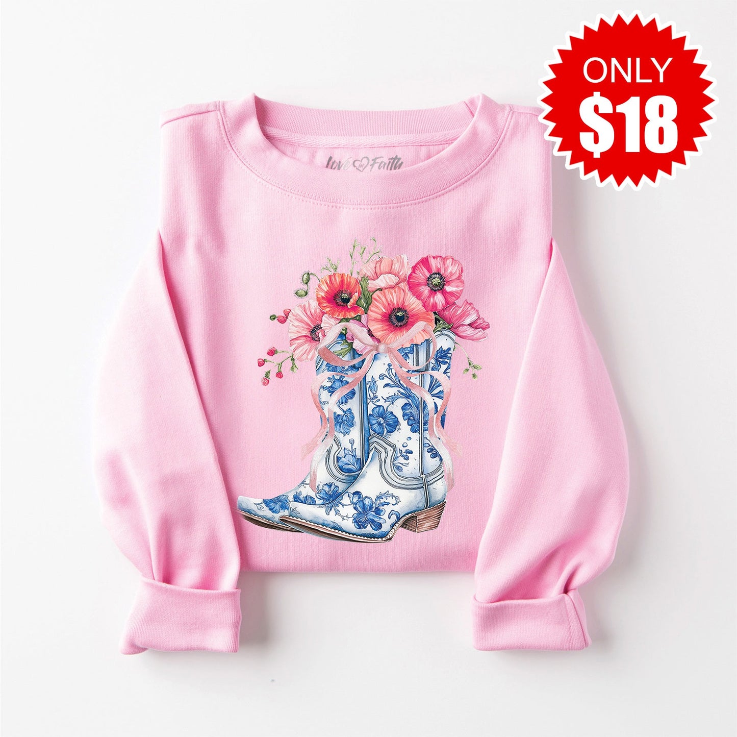 Spring Boots Sweatshirt - Heather Bubble Gum - 18