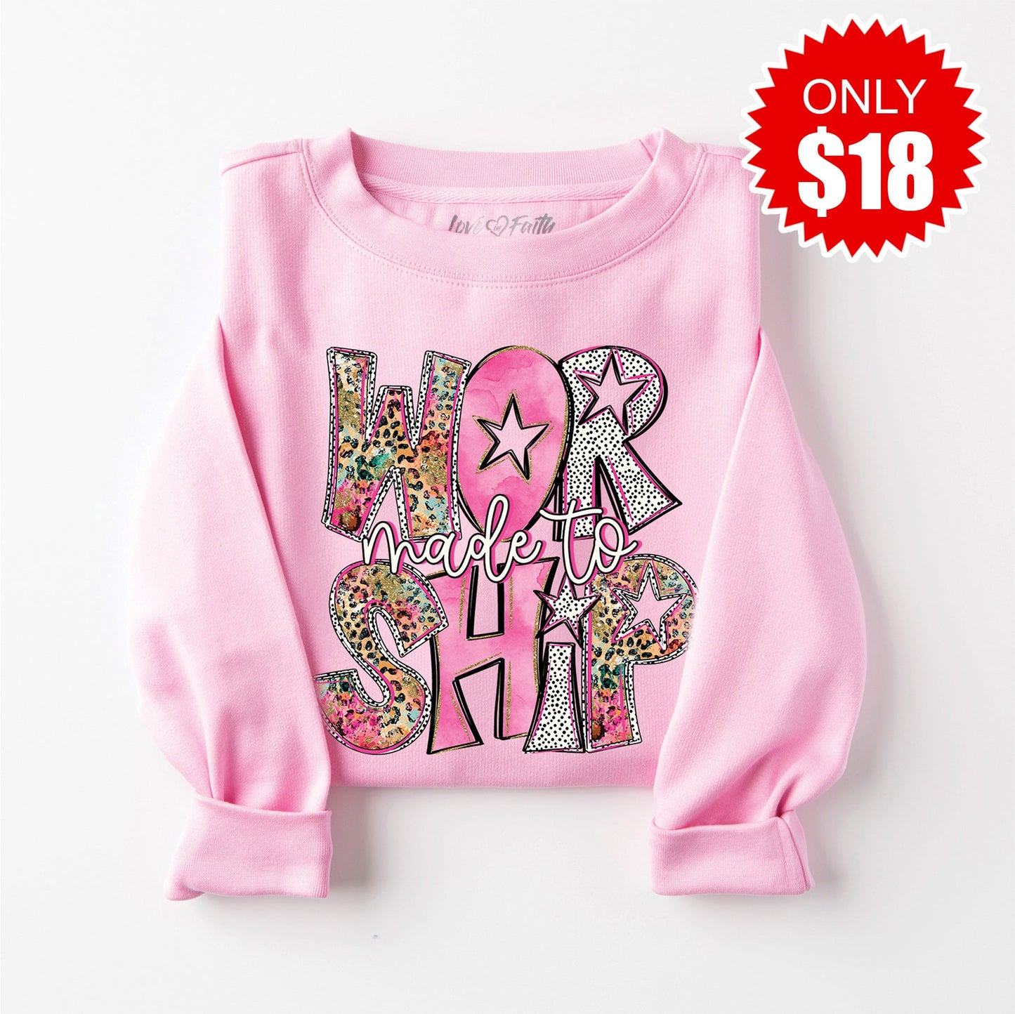 Made to Worship Sweatshirt - Heather Bubble Gum - 18