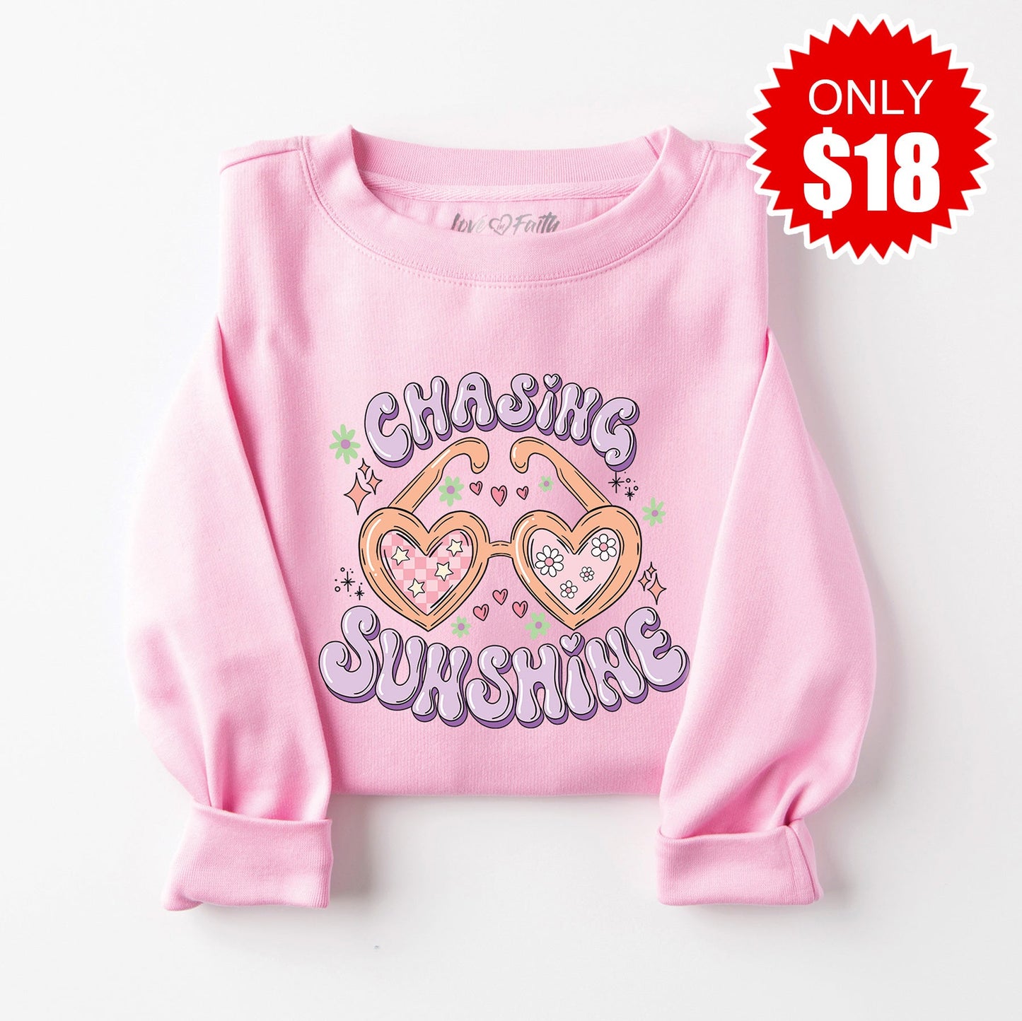 Chasing Sunshine Sweatshirt - Heather Bubble Gum - 18