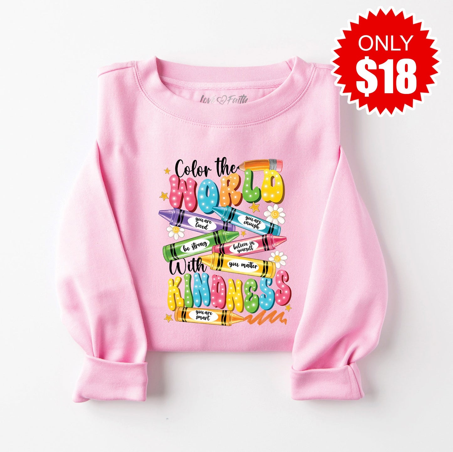 Color the World Sweatshirt - Heather Bubble Gum - 18