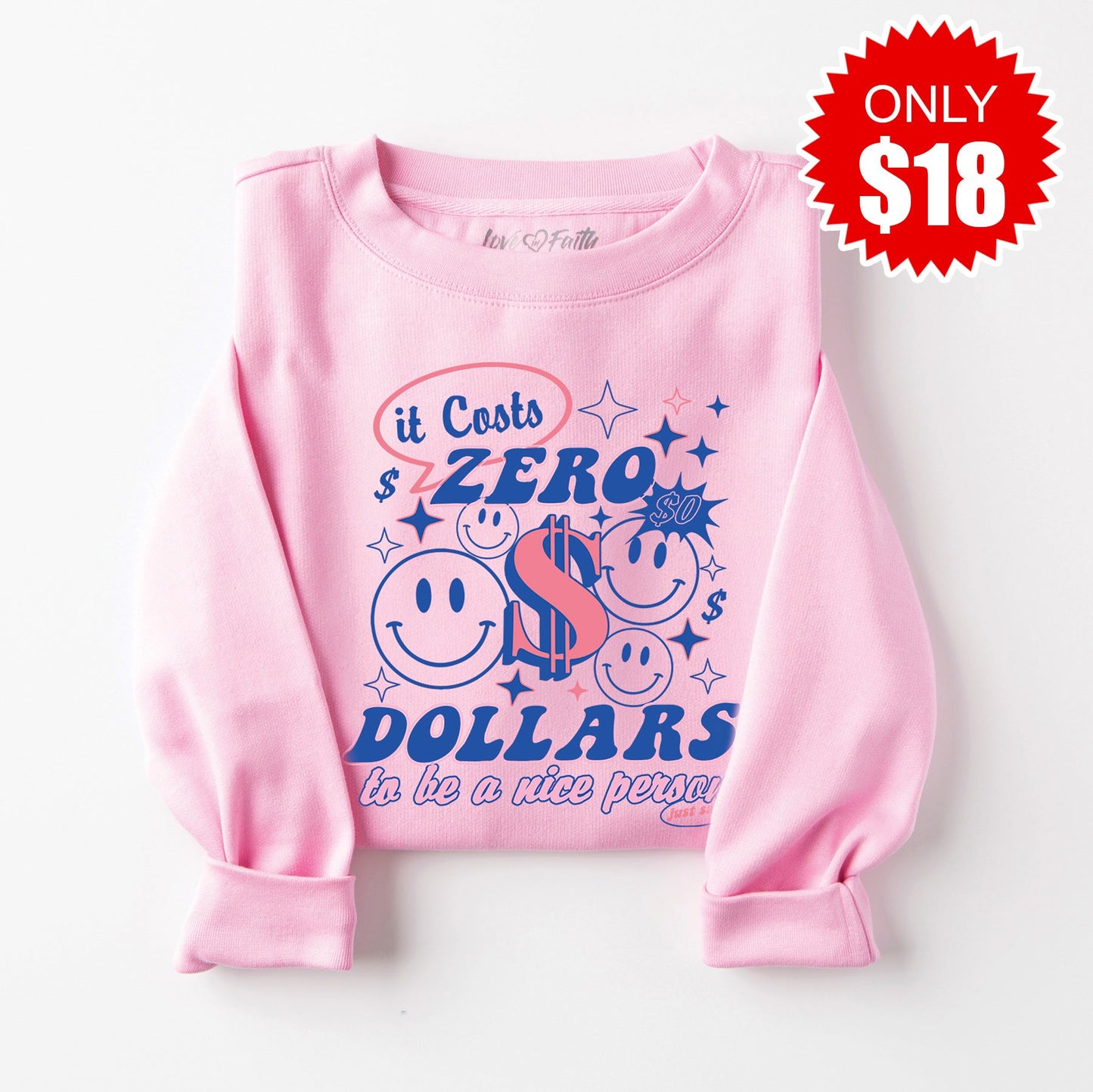 Costs Zero Sweatshirt - Heather Bubble Gum - 18