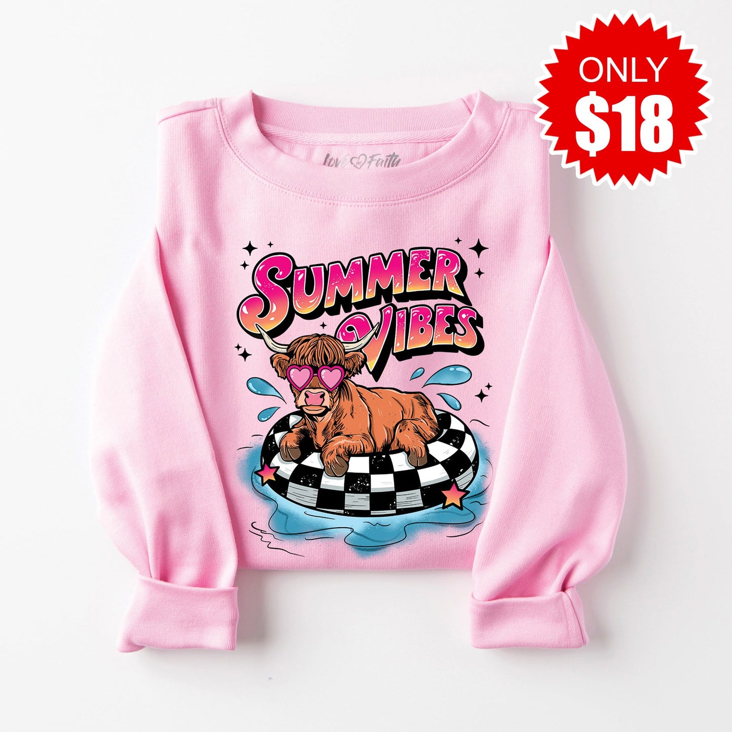 Summer Vibes Sweatshirt - Heather Bubble Gum - 18 Style007