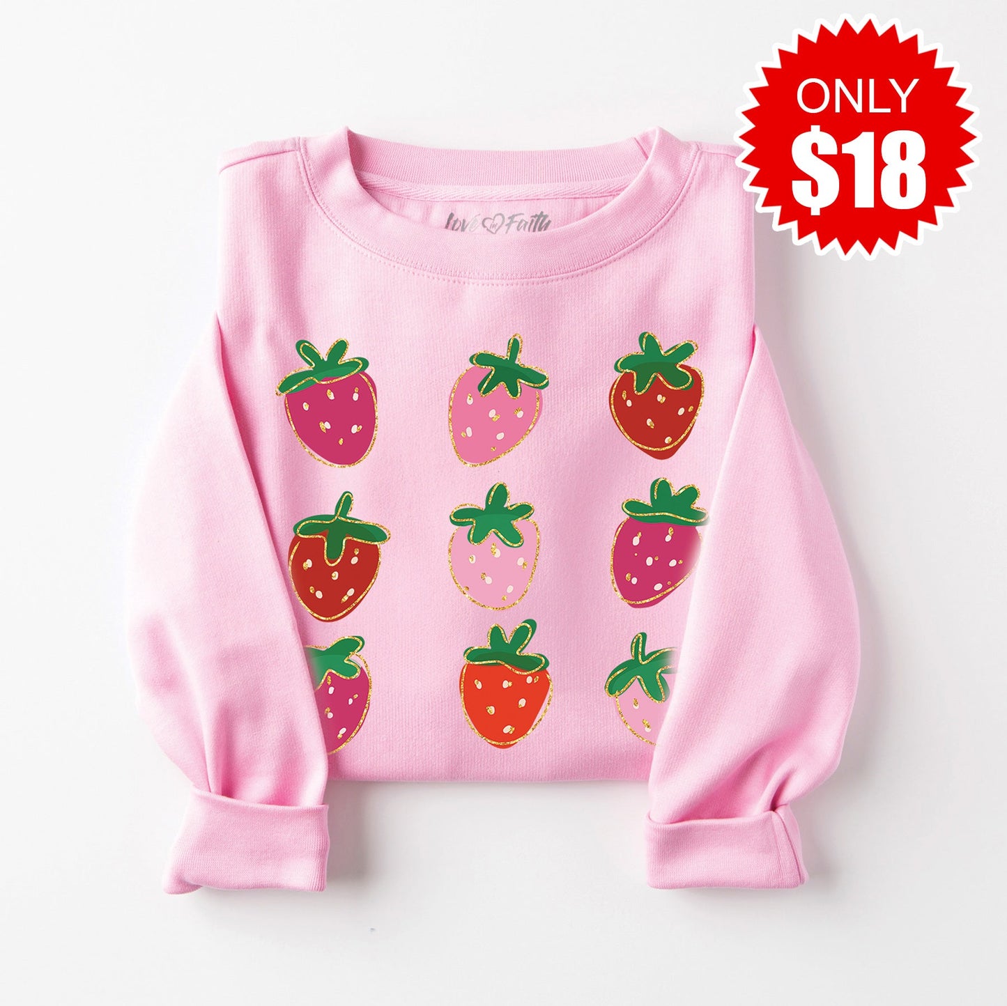 Strawberries Sweatshirt - Heather Bubble Gum - 18 Style001