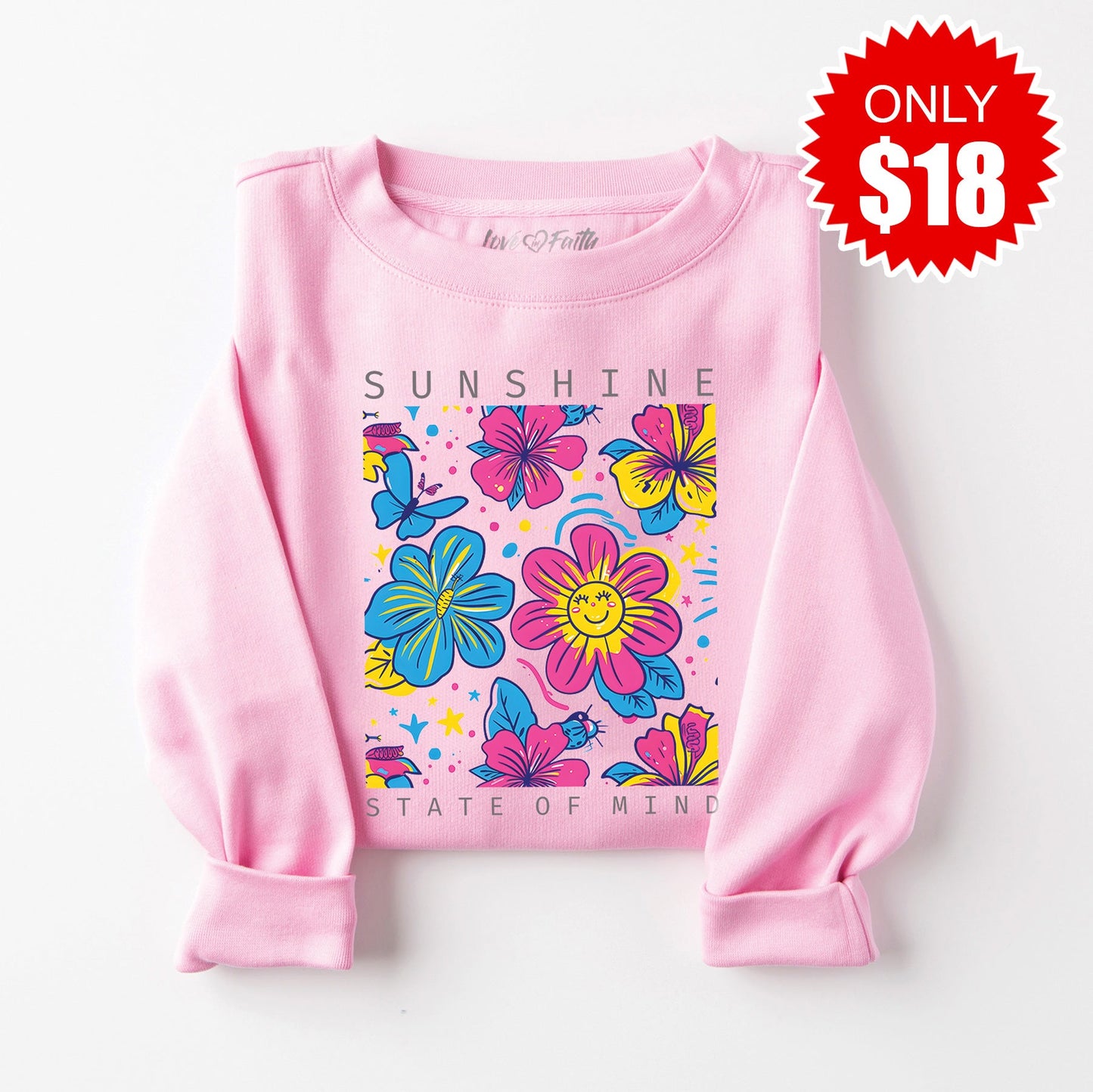 Sunshine State Of Mind Sweatshirt - Heather Bubble Gum - 18
