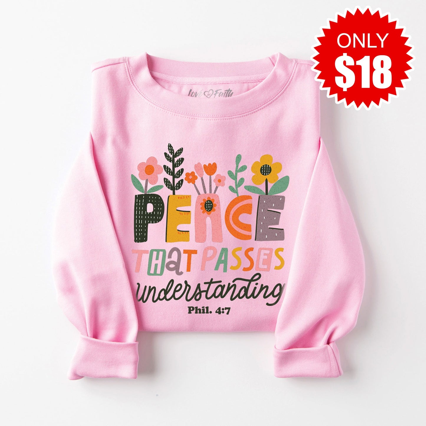 Peace That Passes Understanding Sweatshirt - Heather Bubble Gum - 18