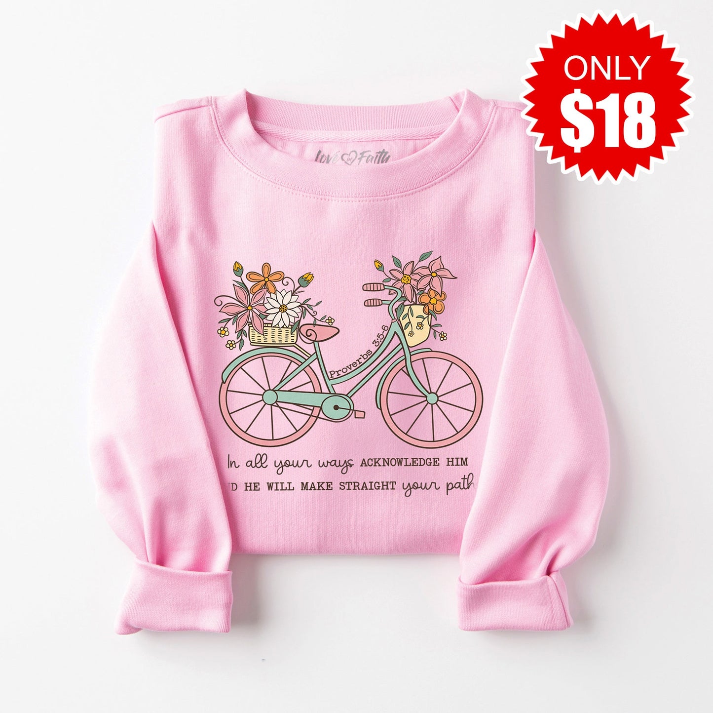 Walk By Faith Sweatshirt - Heather Bubble Gum - 18