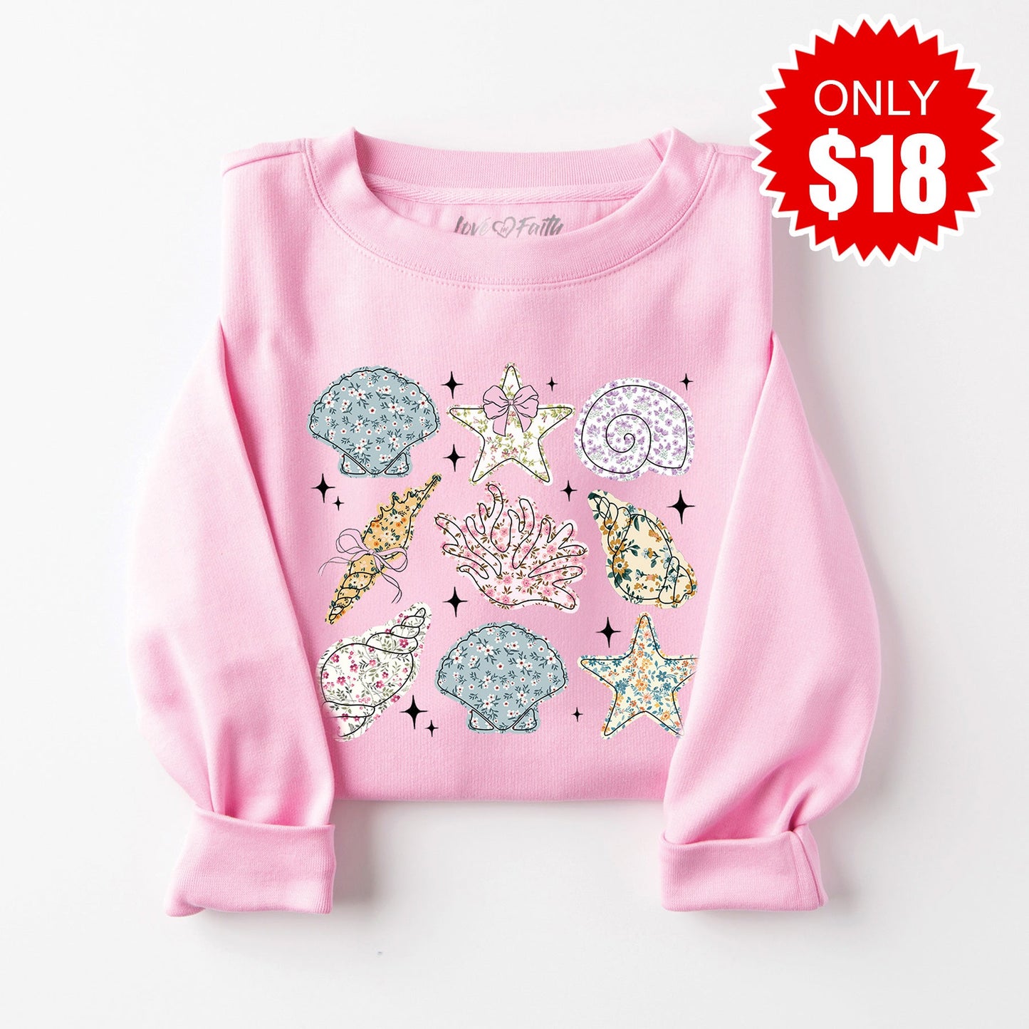 Sea Shells Sweatshirt - Heather Bubble Gum - 18
