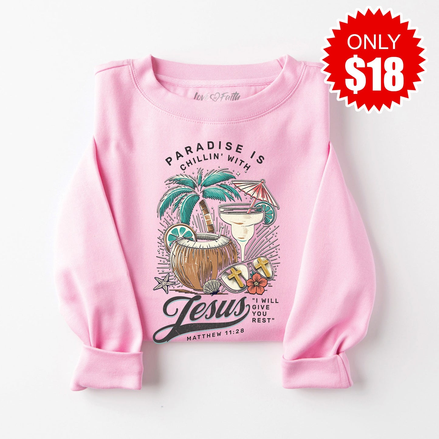 Paradise Sweatshirt - Heather Bubble Gum - 18