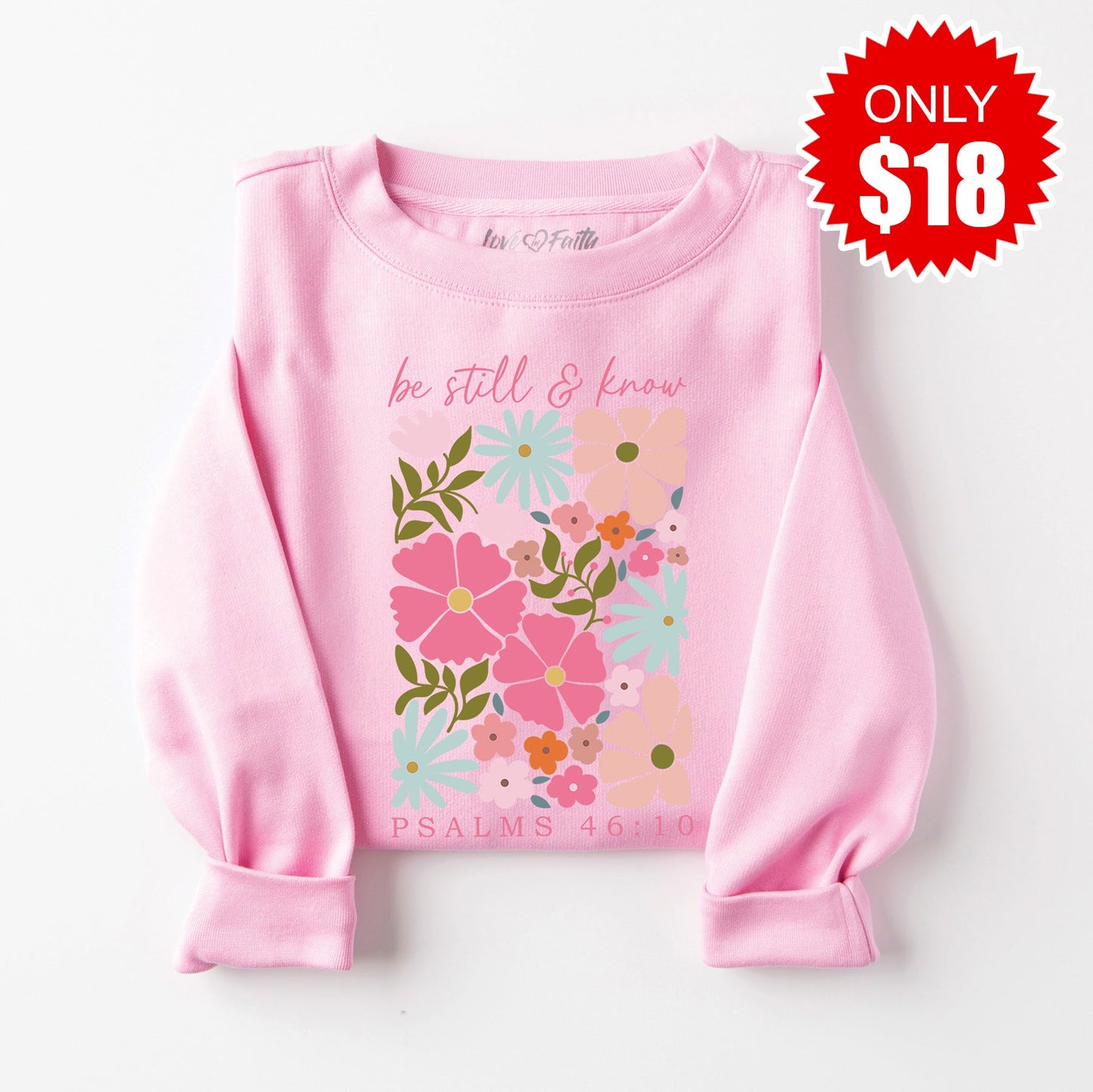 Be Still and Know Sweatshirt - Heather Bubble Gum - 18 Style001