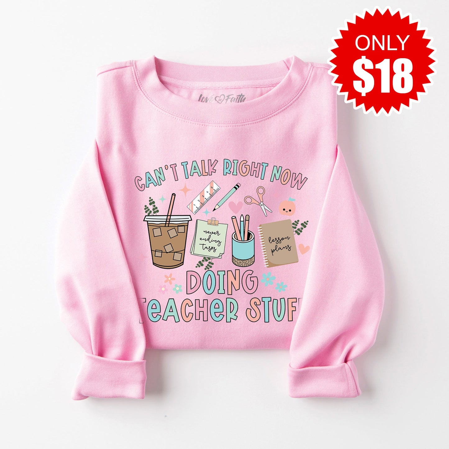 Teacher Stuff Sweatshirt - Heather Bubble Gum - 18