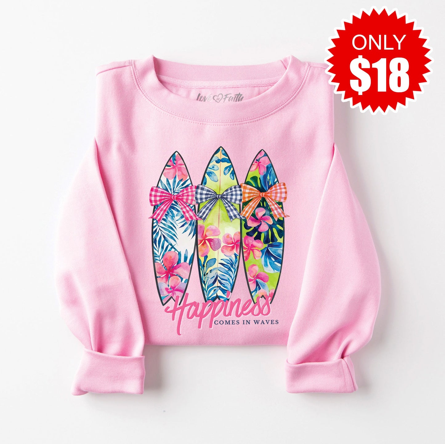 Happiness Sweatshirt - Heather Bubble Gum - 18