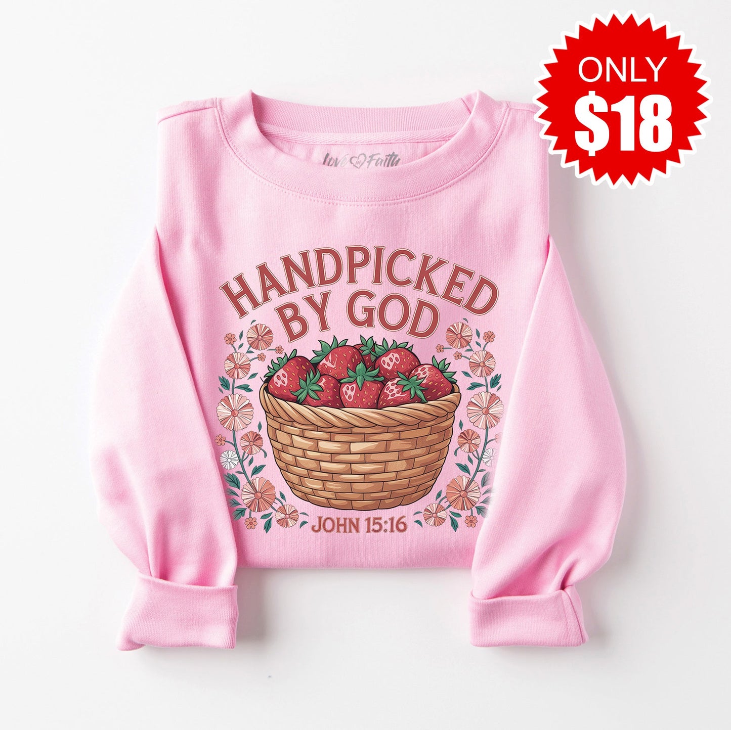 Handpicked by God Sweatshirt - Heather Pink Gravel - 18
