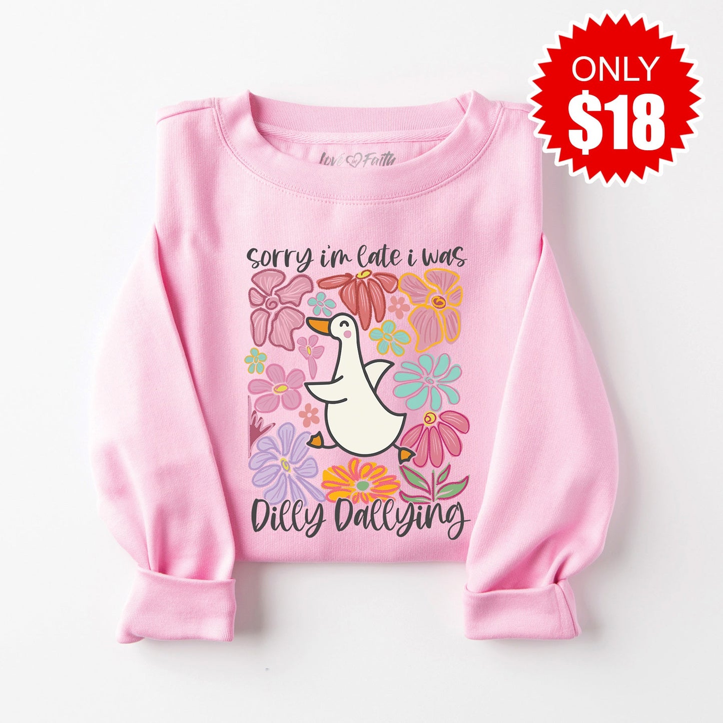 Sorry I'm Late Sweatshirt - Heather Bubble Gum - 18