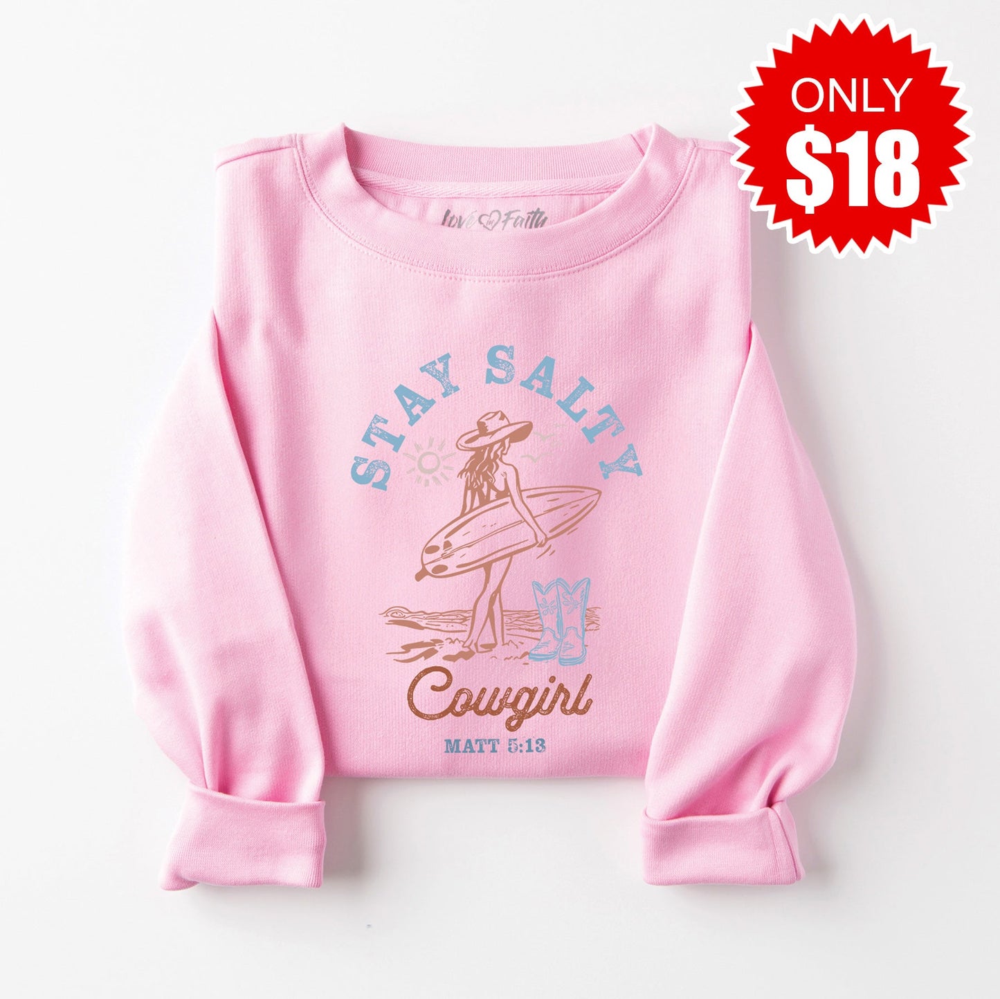 Stay Salty Sweatshirt - Heather Bubble Gum - 18 Style001
