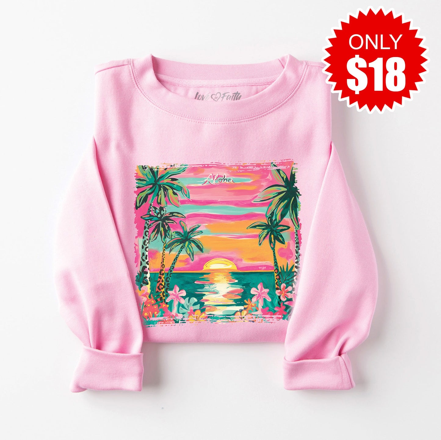 Aloha Sweatshirt - Heather Bubble Gum - 18