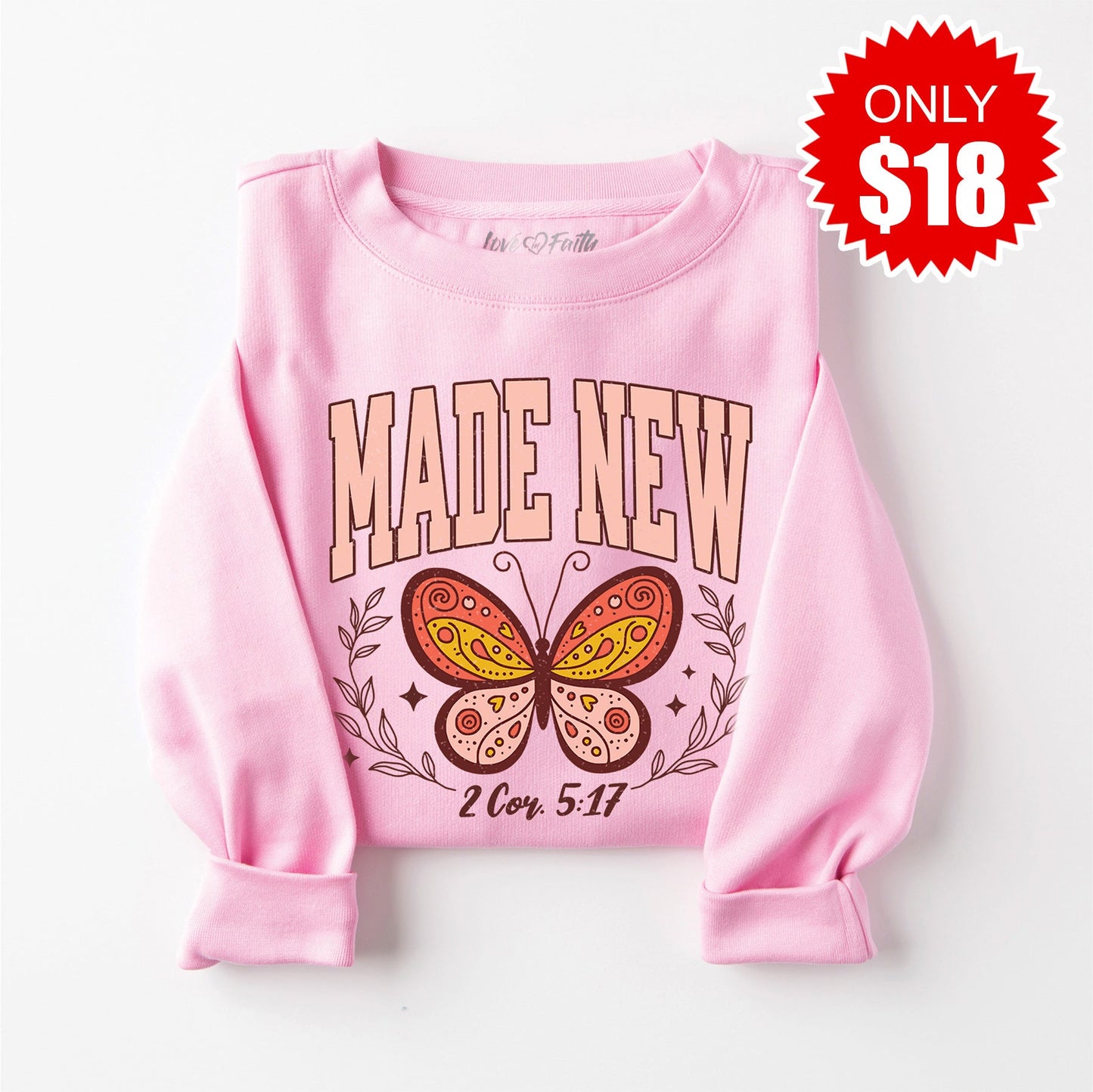 Made New Crewneck Sweatshirt - Heather Bubble Gum