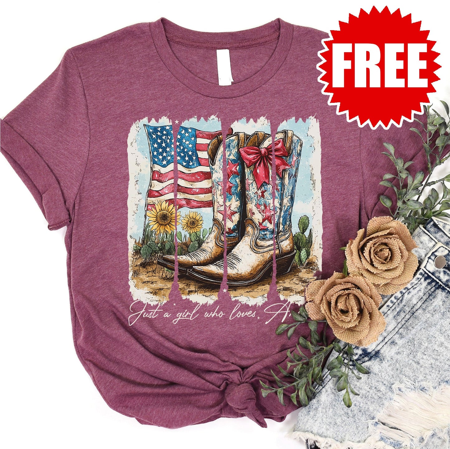Boots Tee - Heather Burgundy - 0