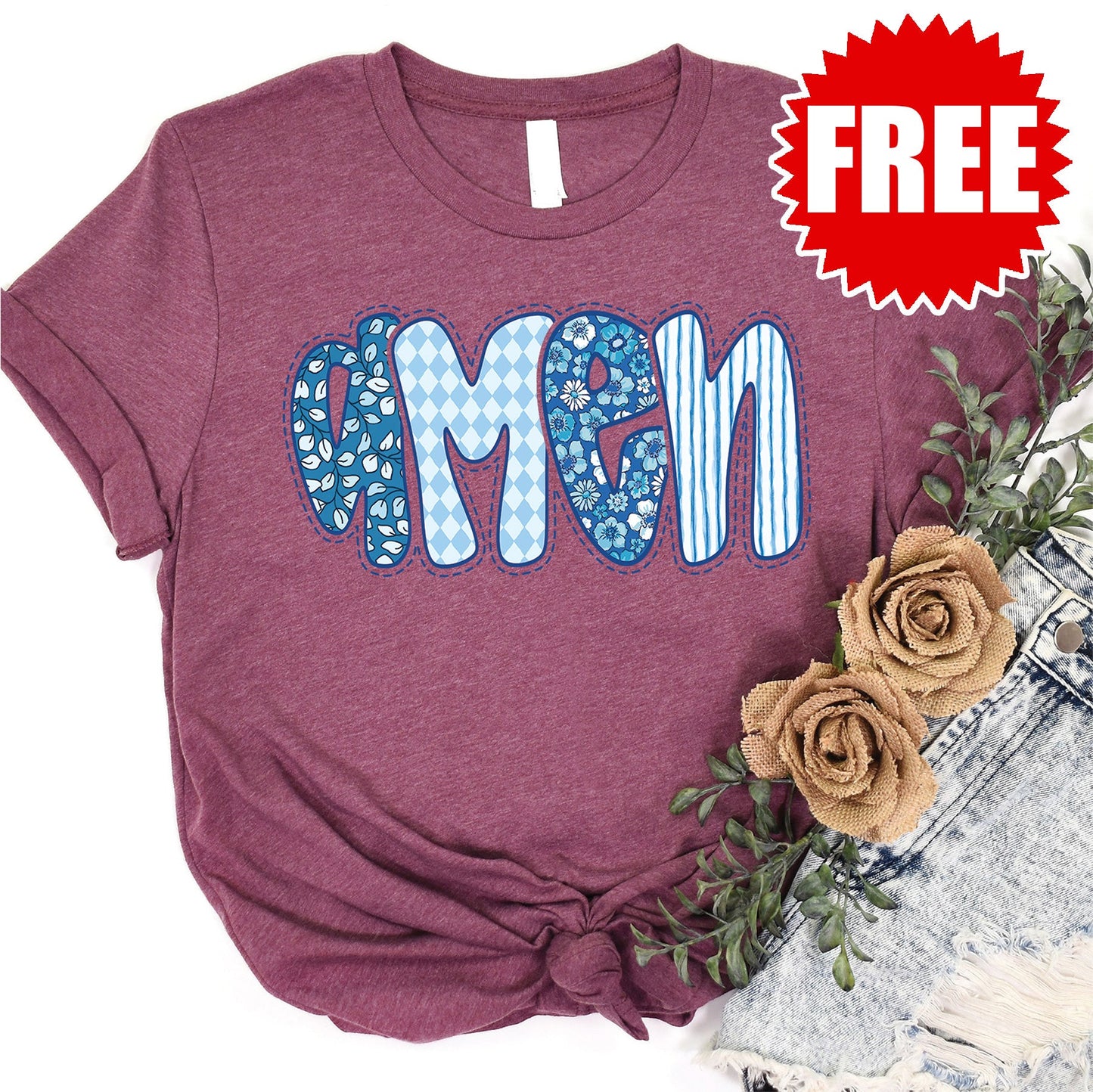 Amen Tee - Heather Burgundy - 0