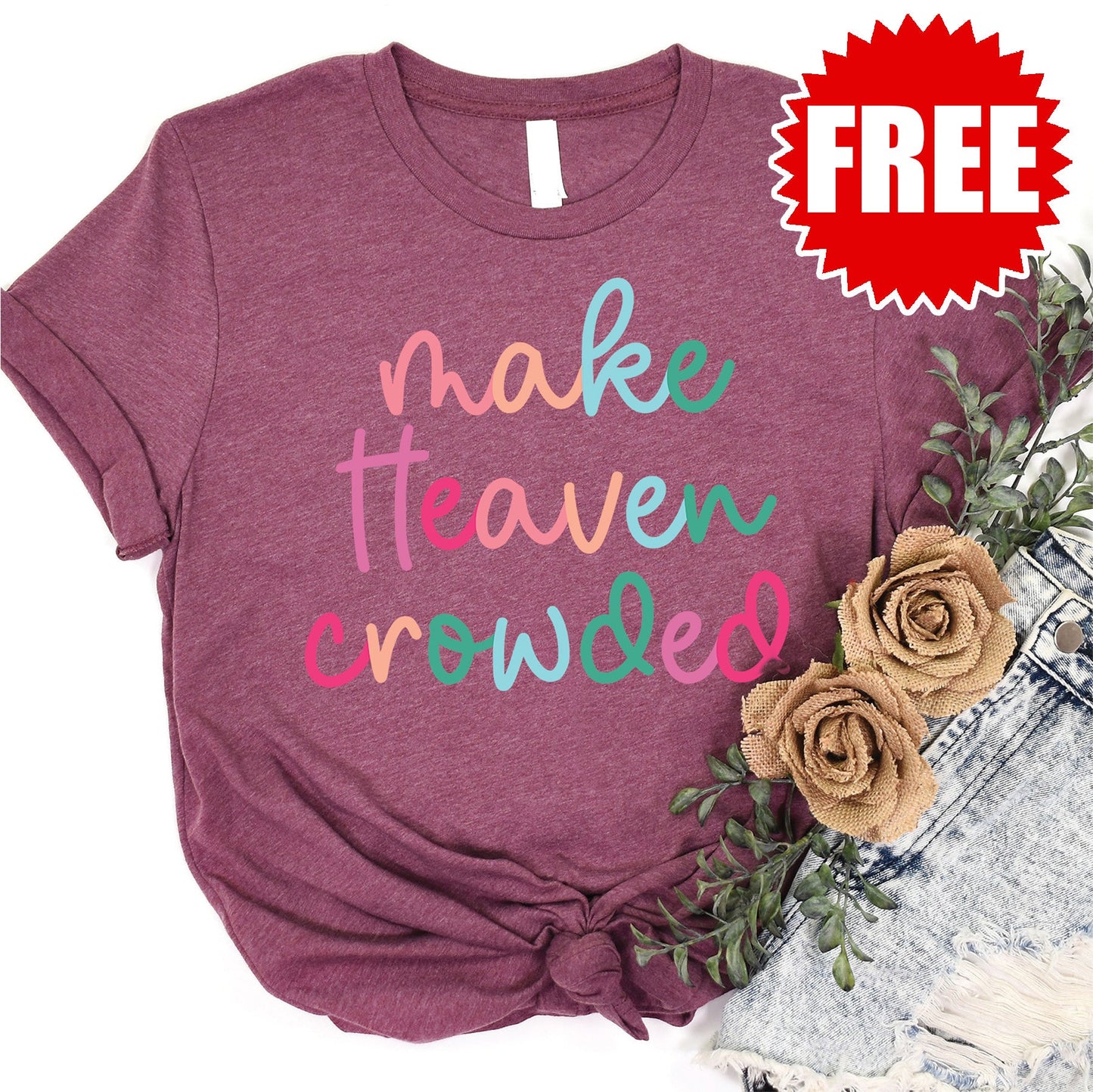 Make Heaven Crowded Tee - Heather Burgundy - 0