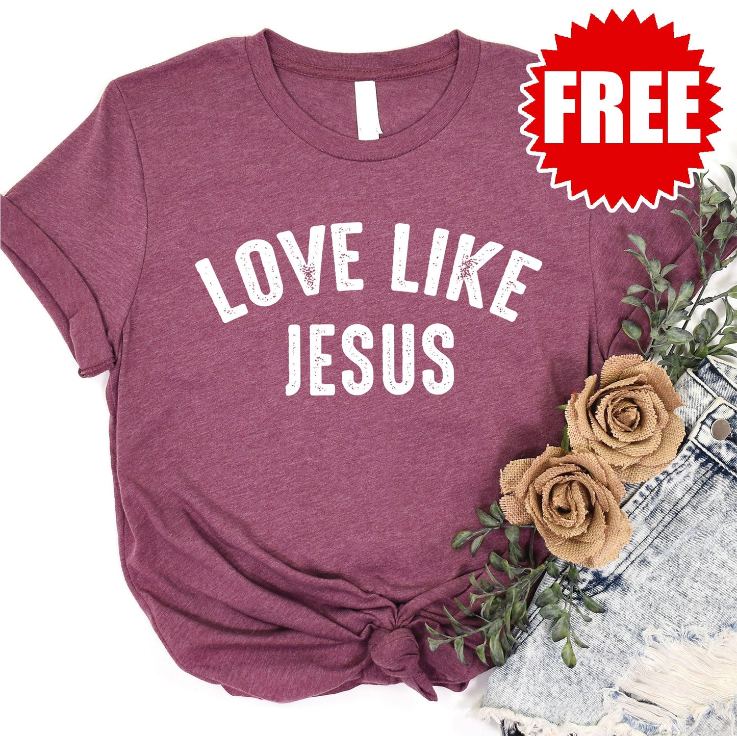 Love Like Jesus Tee - Heather Burgundy - 0