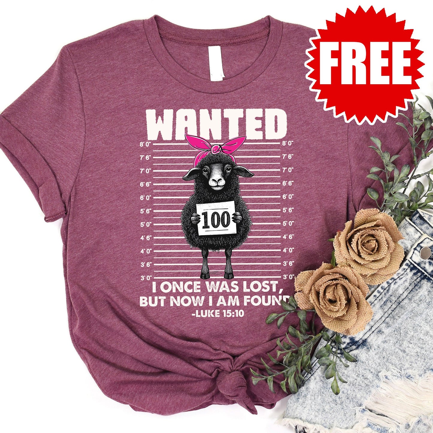 Wanted Sheep Tee - Heather Burgundy - 0
