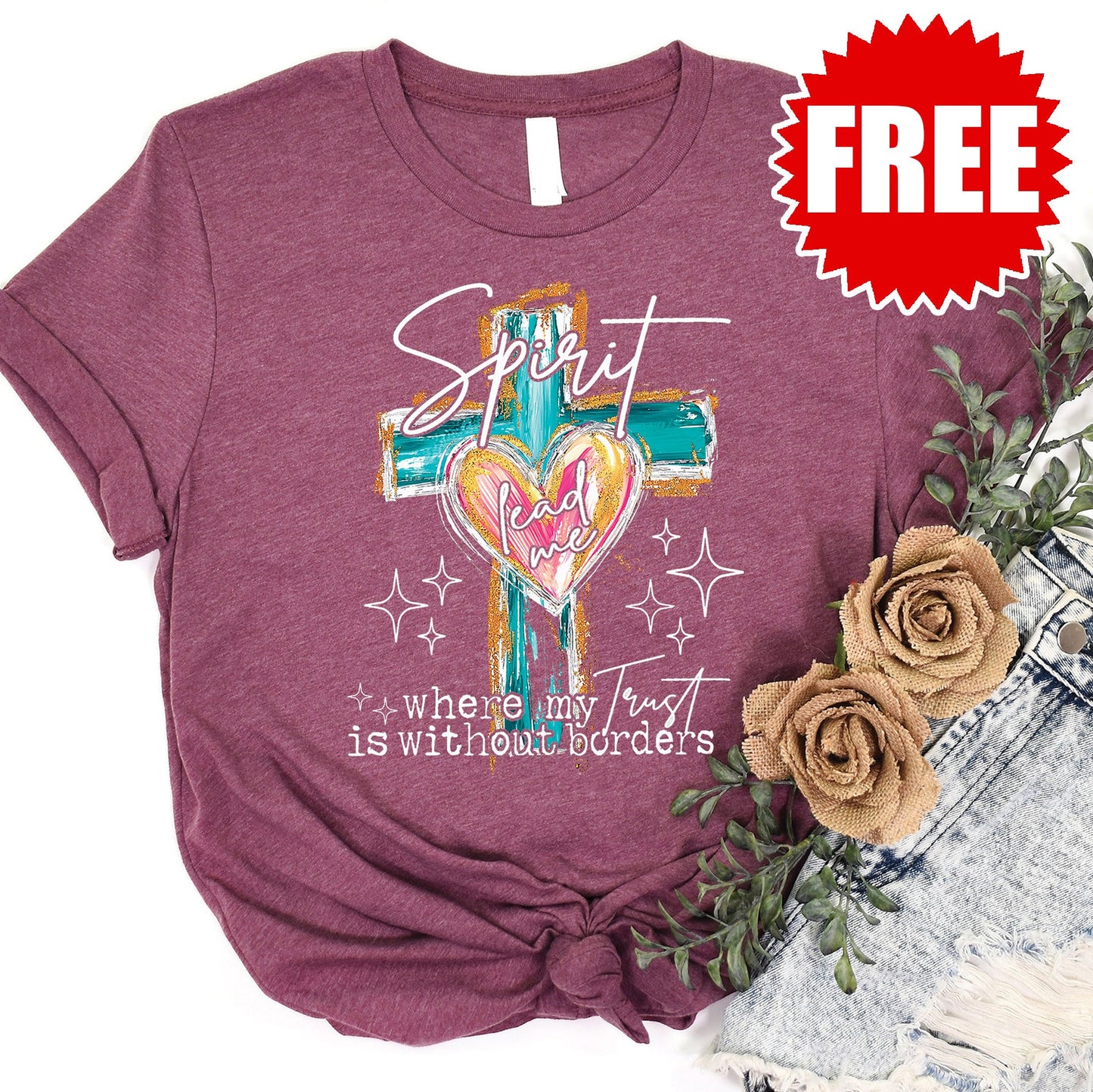 Spirit Lead Me Tee - Heather Burgundy Style001
