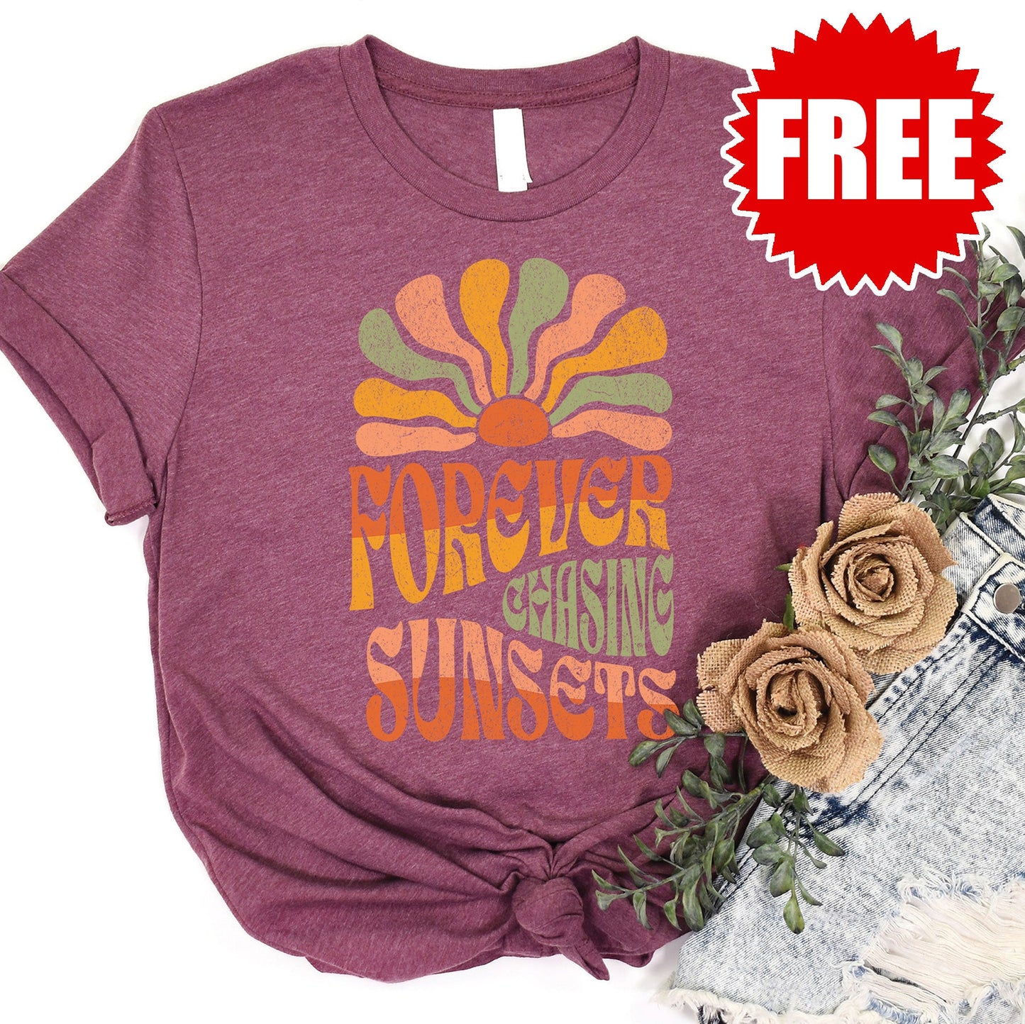 Forever Chasing Tee - Heather Burgundy - 0