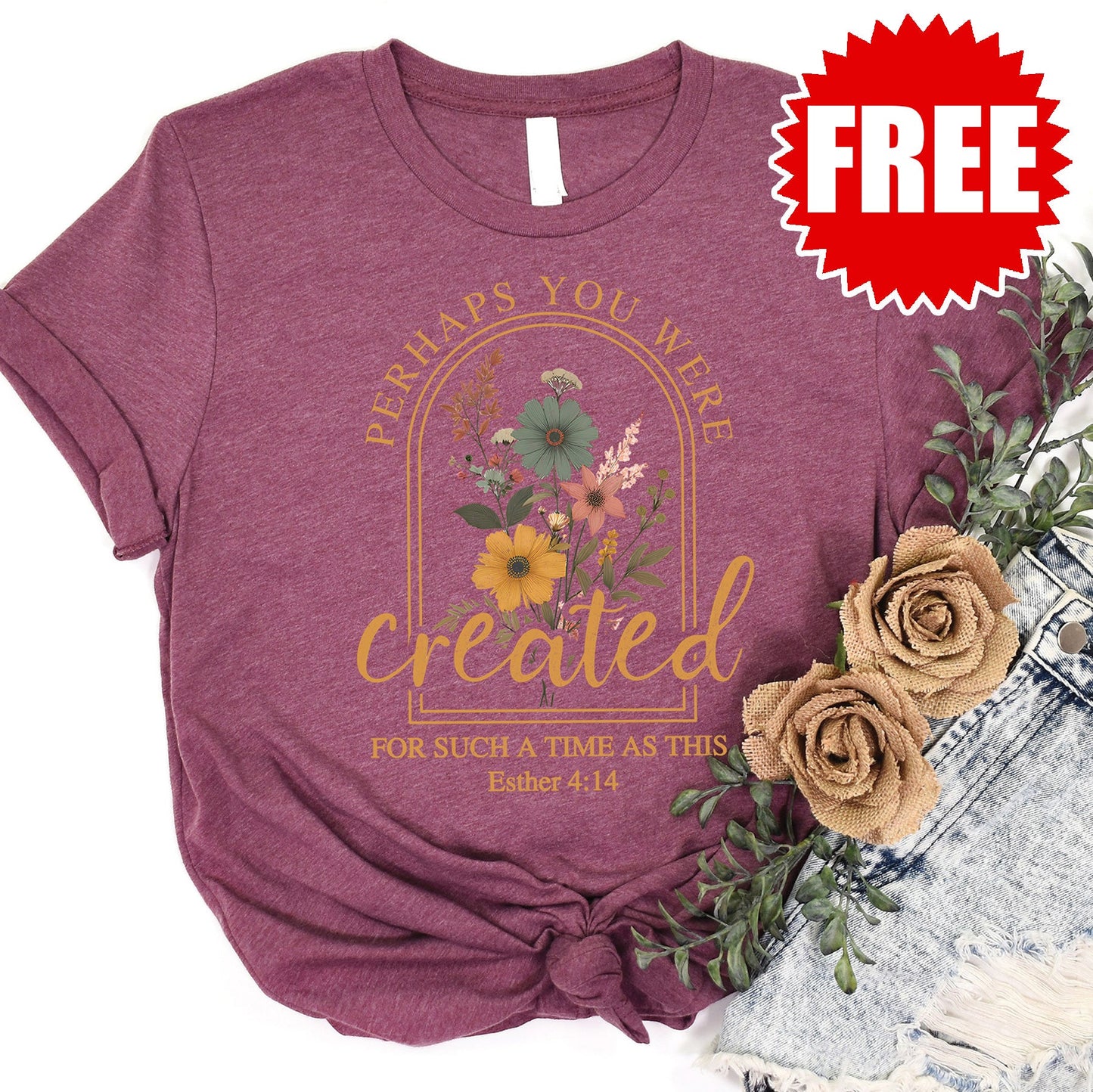 Created Tee - Heather Burgundy - 0