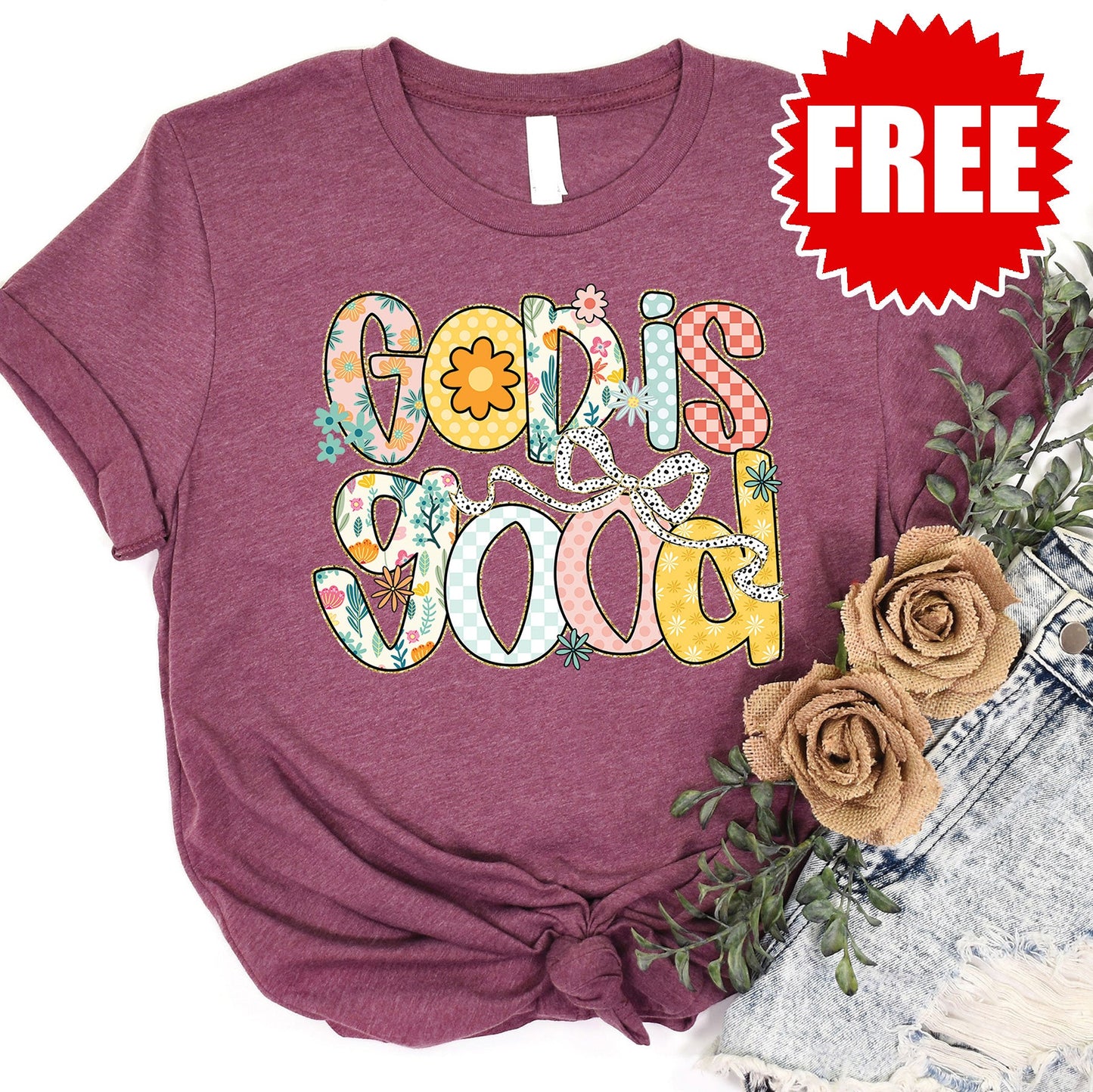 God is Good Tee - Heather Burgundy - 0