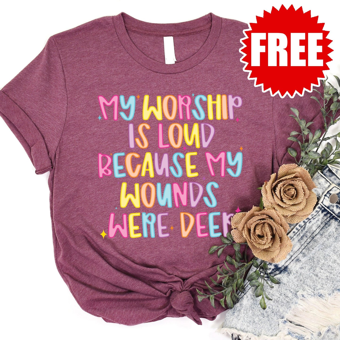 My Worship is Loud Tee - Heather Burgundy - 0