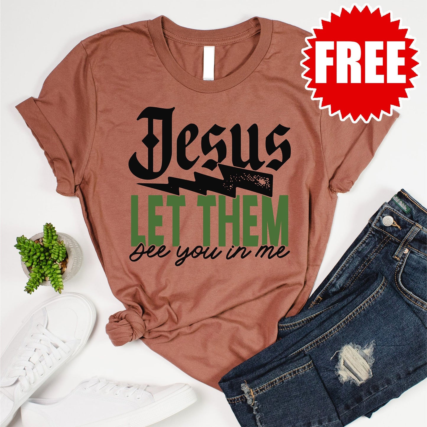 Jesus Let Them Tee - Heather Chestnut - 0
